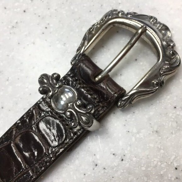 Brighton Women's Belt 1993 S#42209 Med Brown Leather with Silver Embellishments - Picture 5 of 6